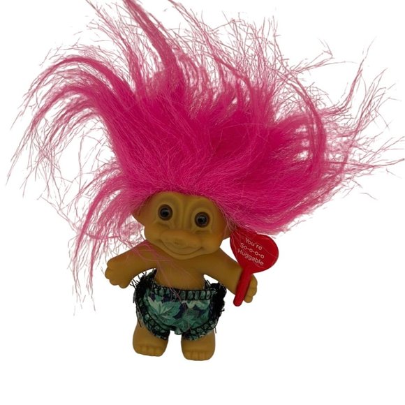 Russ Berries Fushia Pink Hair Troll 3" Shorts You'Re So-O-O Huggable Sign (pre-o - Picture 1 of 5